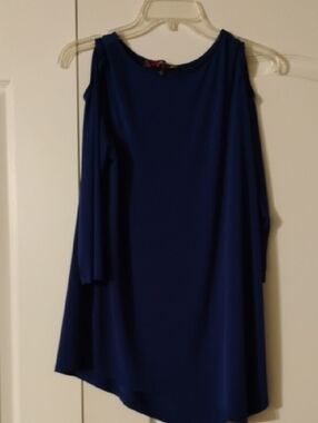 Peck & Peck Cobalt Blue Asymmetrical Cold-Shoulder Dress